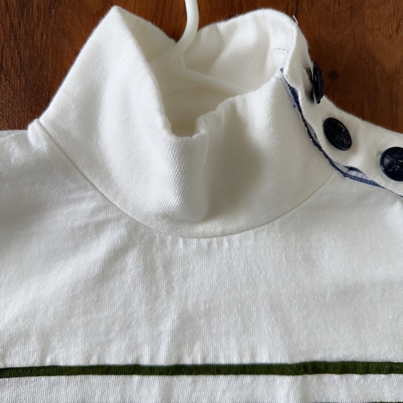J. Crew Classic White And Olive Green Knit Top - Picture 3 of 11